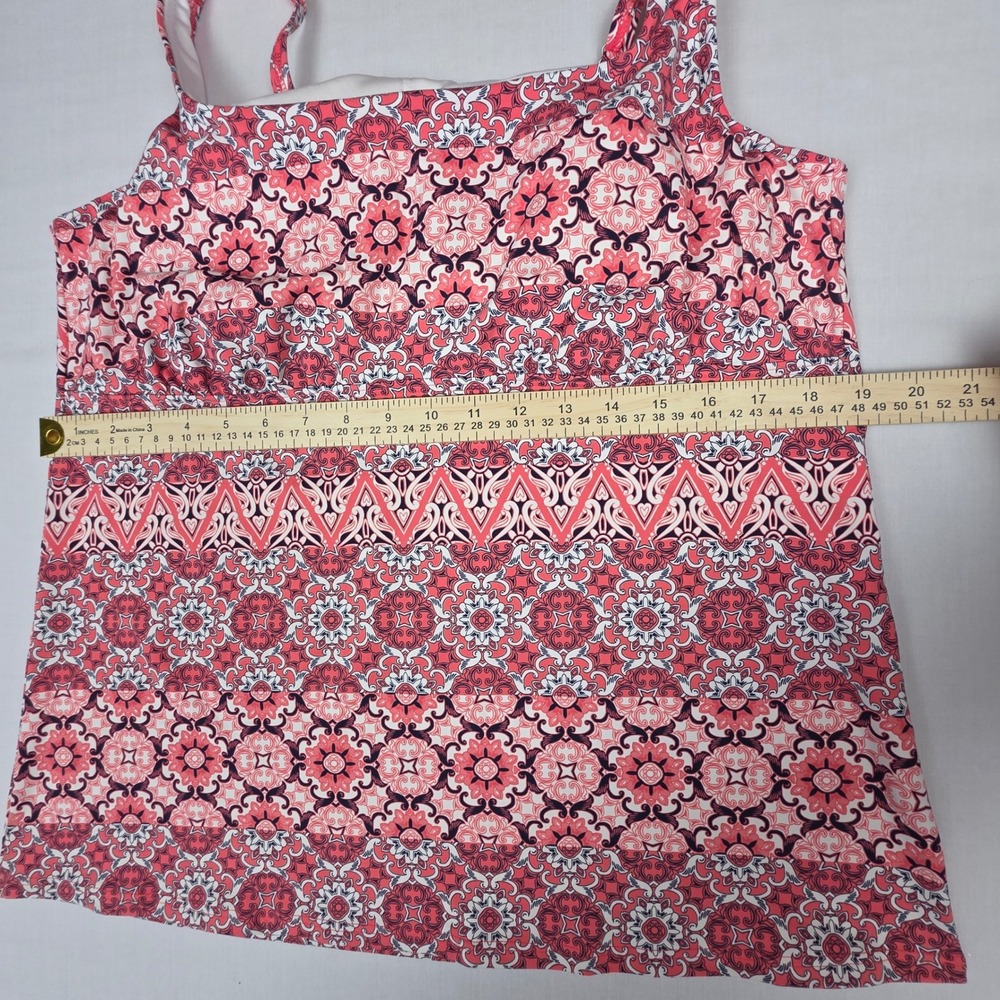 Lands' End Medallion Print Tankini Swim Top 18 Coral White Womens Geometric - Picture 6 of 10